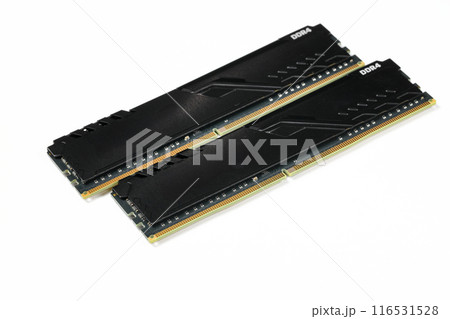The couple of DDR4 memory, High performance DDR RAM module for computer server and workstation isolated on white background. 116531528