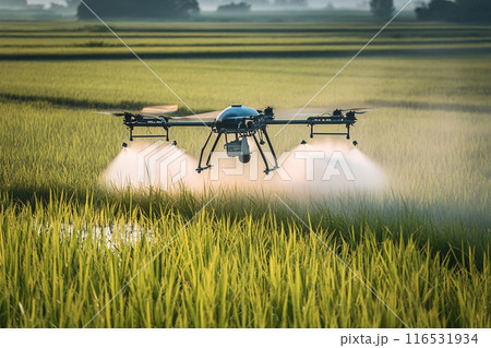 ドローンで農薬散布 116531934