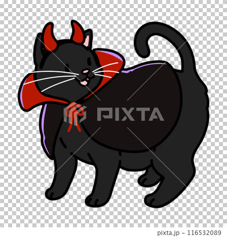 笑顔で鳴くシンプルで可愛いハロウィンの黒猫のイラスト 主線あり 笑顔で鳴くシンプルで可愛いハロウィンの黒猫のイラスト 主線あり 116532089