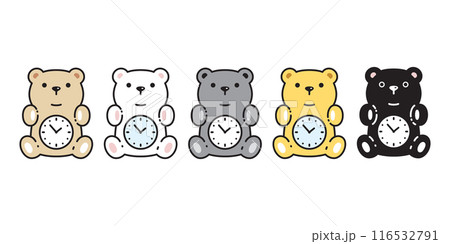 Bear polar icon alarm clock watch teddy vector sitting pet cartoon character logo symbol illustration clip art isolated design 116532791