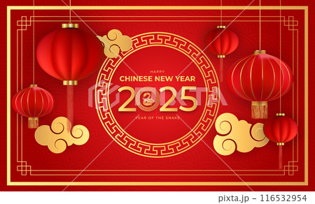Happy Chinese 2025 New Year Background. Vector Illustration 116532954
