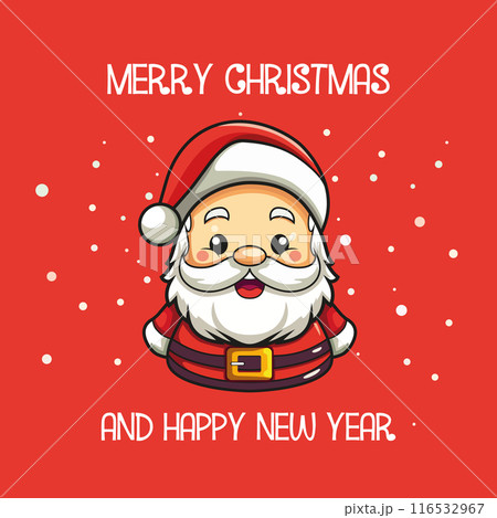 Cute Merry Christmas and Happy New Year Card. Vector Illustration 116532967