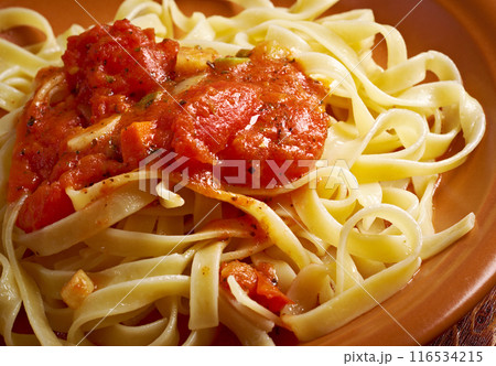 Sicilian homemade   pasta  Fettuccine 116534215