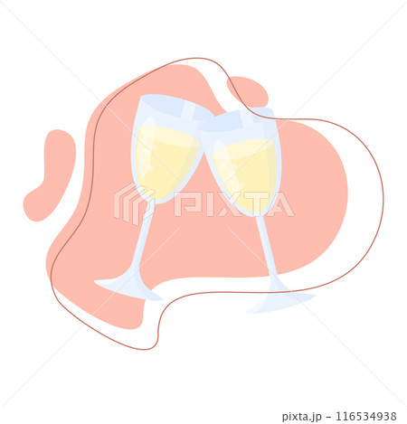 Two glasses toasting with white wine on abstract background Two glasses toasting with white wine on abstract background 116534938
