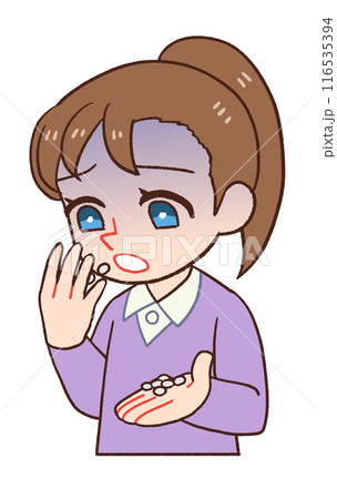 薬に頼る子供のイラスト、オーバードーズ 116535394