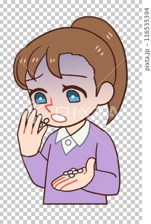 薬に頼る子供のイラスト、オーバードーズ 116535394