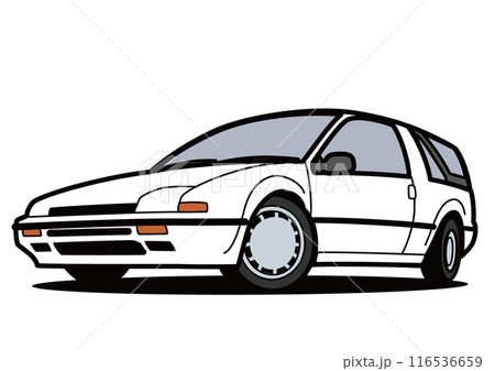 懐かしめ国産コンパクト 白色系 自動車イラスト 懐かしめ国産コンパクト 白色系 自動車イラスト 116536659