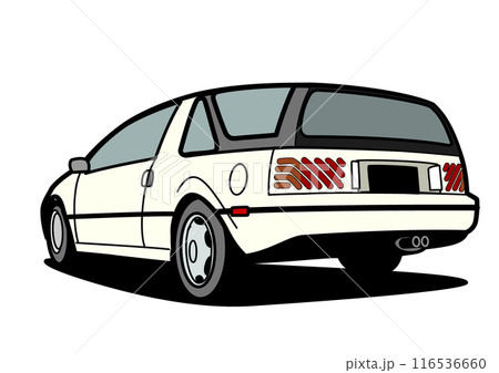 懐かしめ国産コンパクト 白色系 自動車イラスト リアビュー 懐かしめ国産コンパクト 白色系 自動車イラスト リアビュー 116536660