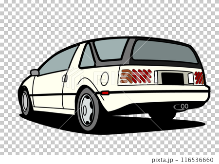 懐かしめ国産コンパクト 白色系 自動車イラスト リアビュー 懐かしめ国産コンパクト 白色系 自動車イラスト リアビュー 116536660