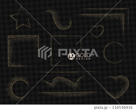 Isolated beautiful set of golden tinsel figurines 116536916