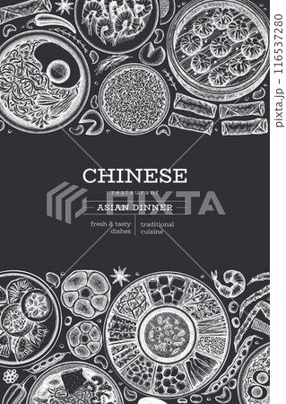 Chinese Cuisine Chalk Board Design Template. Vector Hand Drawn Asian Food Banner. Vintage Style Menu Chalk Illustration. Chinese Cuisine Chalk Board Design Template. Vector Hand Drawn Asian Food Banner. Vintage Style Menu Chalk Illustration. 116537280