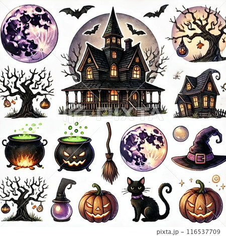 ハロウィン背景に使えるイラスト集 116537709