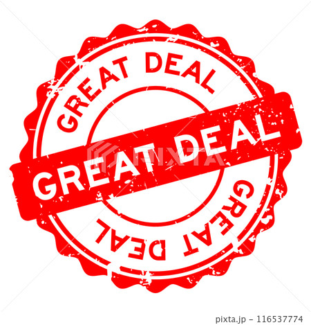 Grunge red great deal word round rubber seal stamp on white background 116537774