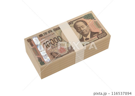 日本の新紙幣、百万円の札束で五百万円 116537894