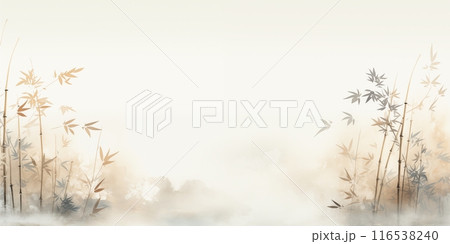 淡い竹林を日本画で描いた風景 116538240
