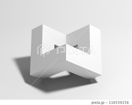 Abstract white geometric object is on white background, 3d 116539158