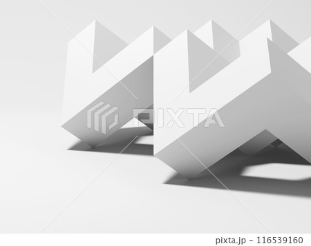 Abstract white installation is on white background with soft shadow. 3d 116539160