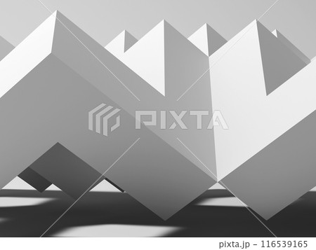 Abstract white background with low-poly geometric installation. 3d Abstract white background with low-poly geometric installation. 3d 116539165