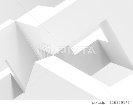 Abstract background with white geometric minimal installation. 3d 116539175