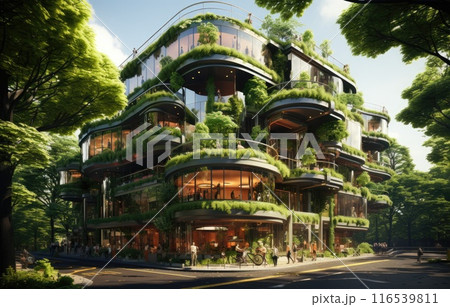 Company building forest decorate, Green company zero carbon concept. generation and achieve ESG goals 116539811