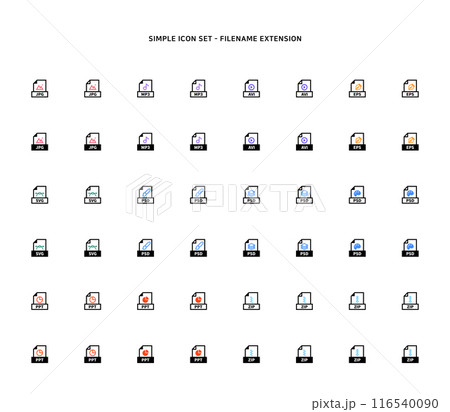 Collection of document type icon according to file extension 116540090