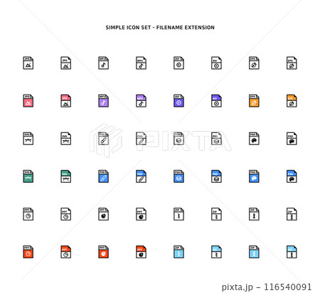Collection of document type icon according to file extension 116540091