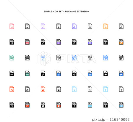 Collection of document type icon according to file extension 116540092
