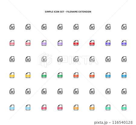 Collection of document type icon according to file extension 116540128