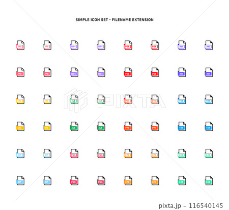 Collection of document type icon according to file extension Collection of document type icon according to file extension 116540145