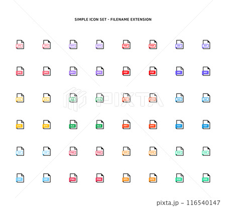 Collection of document type icon according to file extension 116540147