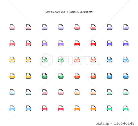 Collection of document type icon according to file extension 116540149