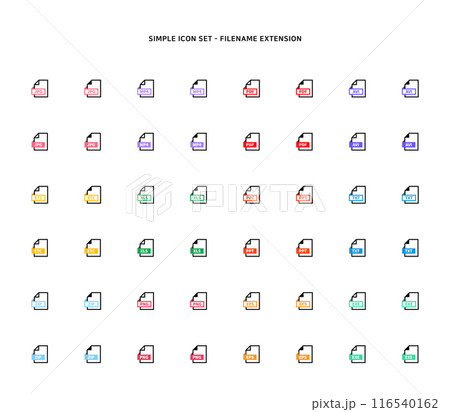 Collection of document type icon according to file extension Collection of document type icon according to file extension 116540162