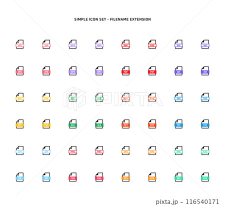 Collection of document type icon according to file extension Collection of document type icon according to file extension 116540171