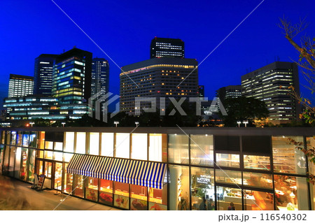 【大阪府】大阪ビジネスパークとキャッスルガーデン大阪の夜景 【大阪府】大阪ビジネスパークとキャッスルガーデン大阪の夜景 116540302