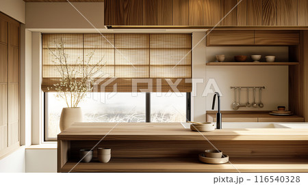 日本のキッチンの内観パース 116540328