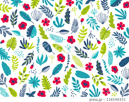 手書きの花のシームレス素材 116540351