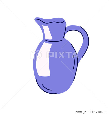 Jug of milk in flat style. Vintage dairy icon. Vector illustration isolated on a white background. 116540602