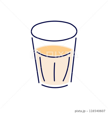 Glass of milk in line art style. Dairy product design for grocery shop. Vector illustration isolated on a white background. 116540607