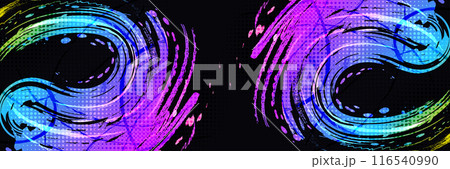 Abstract Sport Background with Colorful Gradient Brush Texture with Halftone Effect. Iridescent Grunge Brushstroke Element for Design 116540990