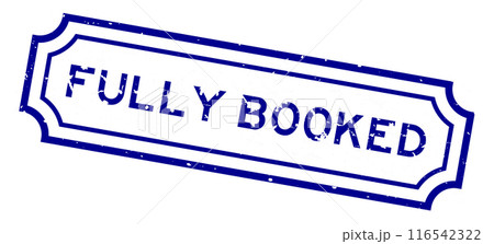 Grunge blue fully booked word rubber seal stamp on white background 116542322