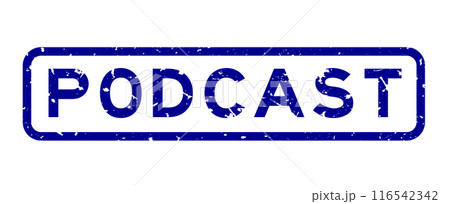 Grunge blue podcast word square rubber seal stamp on white background 116542342