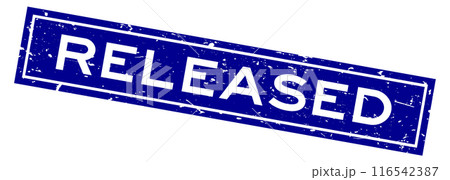 Grunge blue released word square rubber seal stamp on white background 116542387