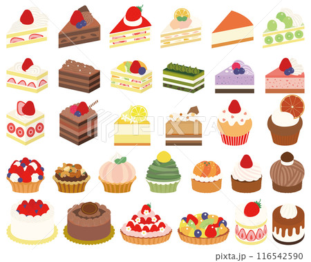 いろいろな種類のかわいいケーキセット2 いろいろな種類のかわいいケーキセット2 116542590