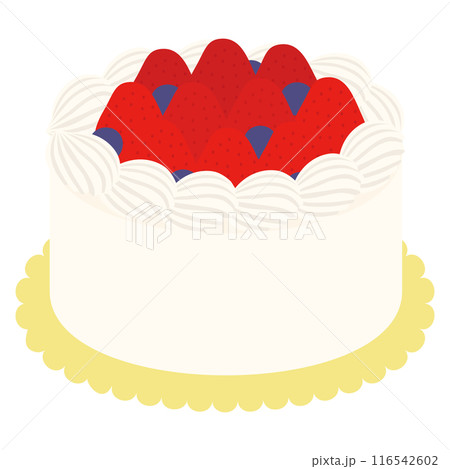 いちごとブルーベリーの白い生クリームのお誕生日ケーキ 116542602