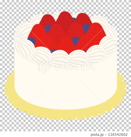 いちごとブルーベリーの白い生クリームのお誕生日ケーキ 116542602