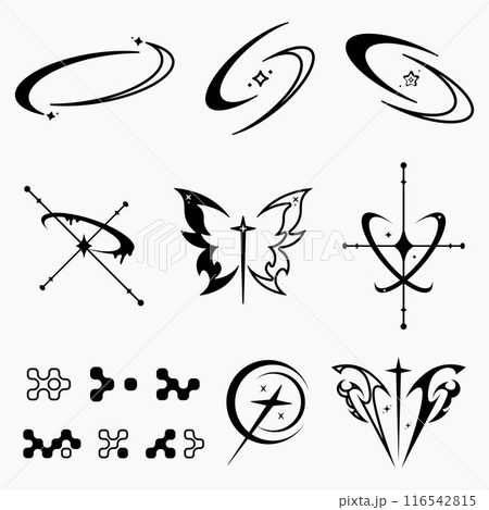 Vector set of Y2K Retro element. streetwear element for clothing design Vector set of Y2K Retro element. streetwear element for clothing design 116542815