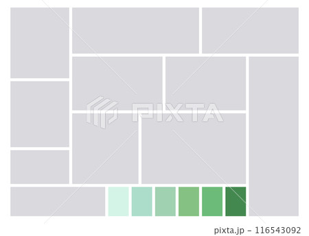 Photo collage template. Album brandboard, set portfolio images. Mood board background. Mosaic picture frame. Gallery banner. Vector illustration Photo collage template. Album brandboard, set portfolio images. Mood board background. Mosaic picture frame. Gallery banner. Vector illustration 116543092