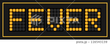 Orange color led banner in word fever on black background Orange color led banner in word fever on black background 116543139