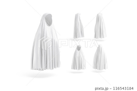Blank white female chador mockup, different views Blank white female chador mockup, different views 116543184