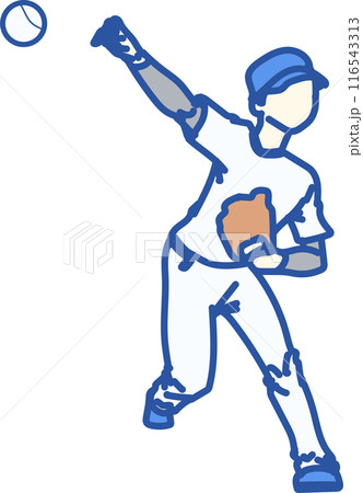 ピッチャー_投球モーション 116543313